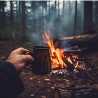 camping agresser par le Feu généré avec ai photo