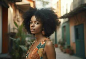 ai généré Zen samouraï portrait la nature le coucher du soleil. produire ai photo