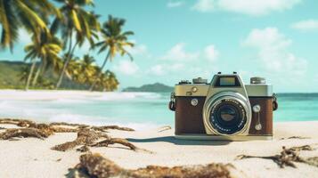 film caméra avec la nature arrière-plan, copie espace, génératif ai photo