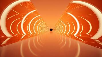 ai généré vide Orange futuriste tunnel. La technologie conception. photo