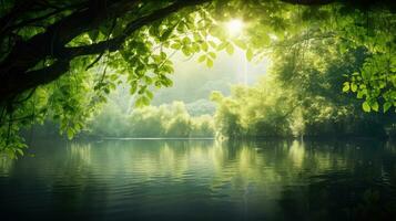 ai généré vert saison paysage herbe aérien ai généré photo