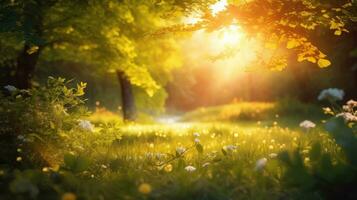 ai généré vert saison paysage herbe aérien ai généré photo