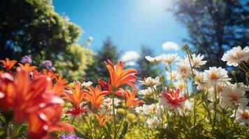 ai généré fleur Floraison vert feuille au bord de la rivière ai généré photo