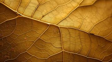 magnifique feuille d'or flore macro ai généré photo