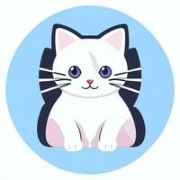 ai généré mignonne chat avatar icône agrafe art autocollant décoration Facile Contexte photo