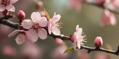 une réaliste une proche en haut de une Cerise fleur arbre ai généré photo