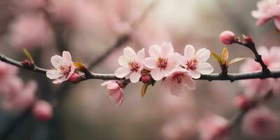 une réaliste une proche en haut de une Cerise fleur arbre ai généré photo