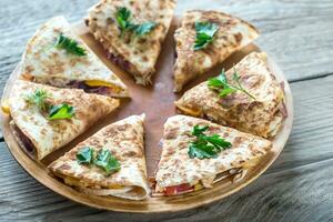 Quesadillas proche en haut photo