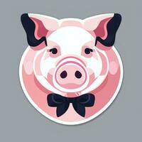 ai généré porc icône avatar joueur agrafe art autocollant décoration Facile Contexte photo