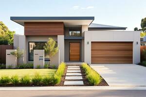 extérieur de face façade de Nouveau moderne australien style maison, Résidentiel architecture, ai généré photo