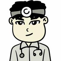 Jeune homme médecin dessin animé illustration graphique conception photo