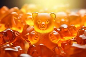 ai génératif. immuno-gomme ours avec Orange saveur pour les enfants. diététique supplément photo