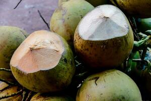 une pile de noix de coco photo