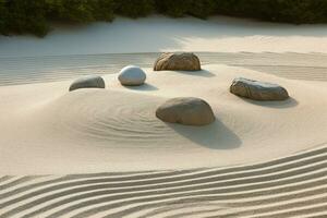 ai généré Zen jardin le sable pierre. produire ai photo