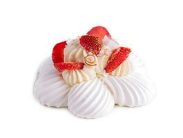 fraise meringues dessert Pavlova isolé photo