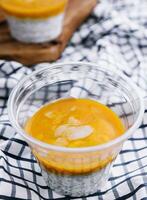 chia des graines pudding avec mangue purée photo