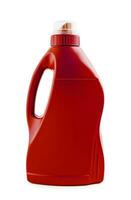 rouge Plastique bouteille pour détergent isolé photo