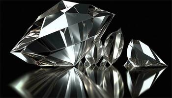 une diamant est montré sur une noir Contexte ai génératif photo