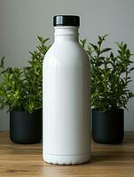 verre bouteille blanc maquette boisson Voyage promotion marque entreprise ai généré photo