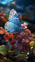 papillon dans printemps l'automne dans Jaune lumière ai généré photo