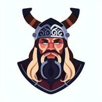 ai généré viking joueur logo avatar agrafe art icône autocollant décoration Facile Contexte photo