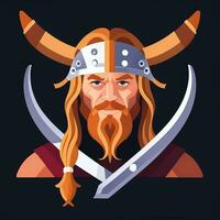 ai généré viking joueur logo avatar agrafe art icône autocollant décoration Facile Contexte photo