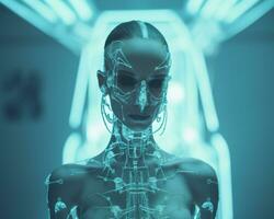 un image de une femme dans une futuriste costume génératif ai photo