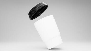tasse Plastique sur blanc Contexte. photo