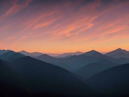 beau coucher de soleil dans les montagnes. photo