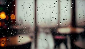 ai généré vue de le pluie de derrière le verre photo