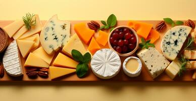 ai généré nombreuses variétés de fromage, élite variétés de fromage fabriqué de Lait - ai généré image photo