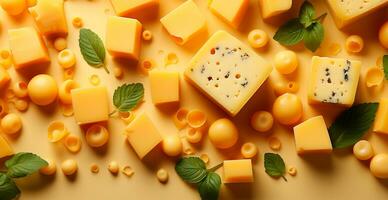 ai généré nombreuses variétés de fromage, élite variétés de fromage fabriqué de Lait - ai généré image photo
