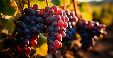 ai généré du vin vignoble, fermer raisins, futur du vin - ai généré image photo
