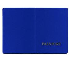 Passeport bleu isolé sur fond blanc photo