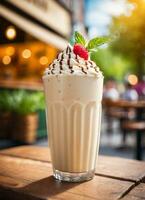 photo de le Milk-shake dans le rue café ai généré