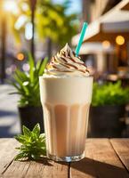 photo de le Milk-shake dans le rue café ai généré