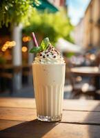 photo de le Milk-shake dans le rue café ai généré