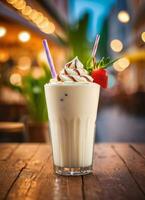 photo de le Milk-shake dans le rue café ai généré