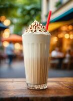 photo de le Milk-shake dans le rue café ai généré