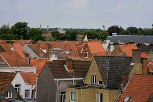 le toits de une ville avec Orange carrelé toits photo