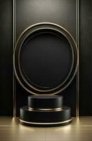 luxe moderne noir et or podium pour produit afficher présentation. photo