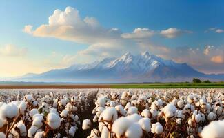 une magnifique coton champ avec duveteux blanc des balles. photo