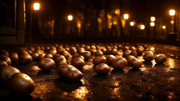 Frais patates sur le sol. ai généré photo