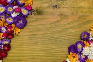 image de magnifique fleurs sur en bois Contexte photo