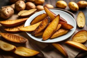 patates et autre des légumes sur une en bois tableau. généré par ai photo