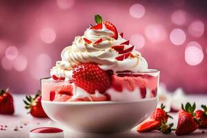 le meilleur fraise la glace crème recettes. généré par ai photo