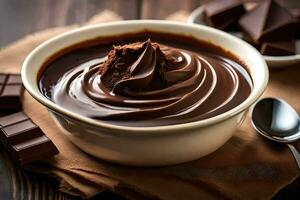 Chocolat pudding dans une bol. généré par ai photo