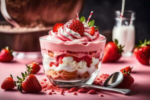 le meilleur fraise desserts pour votre suivant faire la fête. généré par ai photo