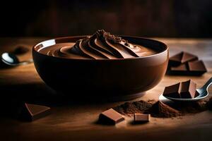 Chocolat pudding dans une bol. généré par ai photo