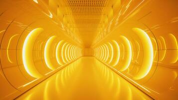 ai généré vide Jaune tunnel. La technologie futuriste Contexte. photo